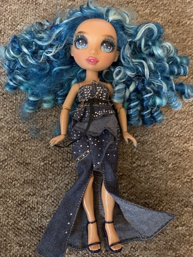 Rainbow high doll blue curly - blue,